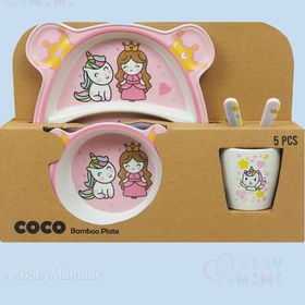 تصویر ست ظرف غذای بامبو ۵ تکه طرح زنبور و اژدها 