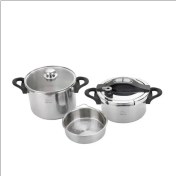 تصویر زودپز دوقلو پارس استیل مدل راشا ظرفیت ۶ لیتر با بدنه استیل 