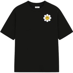تصویر تیشرت گل شاد - سفید / مشکی Happy flower Tshirt