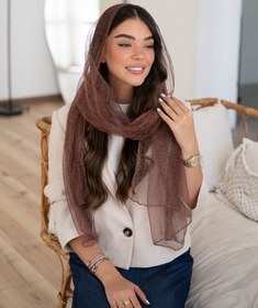 تصویر شال توری کرم 