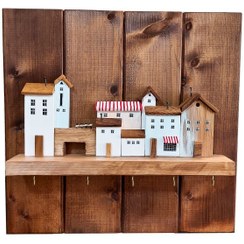 تصویر کاور جعبه فیوز و جاکلیدی چوبی طرح دهکده رویایی کد 5280 