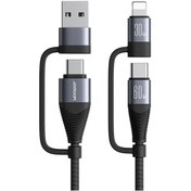 تصویر کابل دو سر تایپ سی به لایتنینگ و یو اس بی جوی روم مدل SA37-2T2 طول 1.2 متر Joyroom SA37-2T2 USB-C to USB-C to Lightning to USB Cable 1.2M