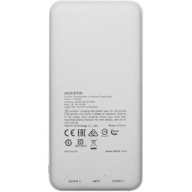 تصویر پاوربانک Adata 10W 10000mAh مدل T10000 - سفید 