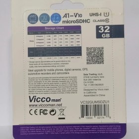 تصویر کارت حافظه micro sd برند Vicoo مدل U1 Plus ظرفیت 32G به همراه خشاب USB 