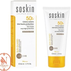 تصویر کرم ضد آفتاب ساسکین فلوئید بی رنگ SPF 50 مدل Sunscreen Very High Protection 