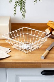 تصویر جعبه و سبد نان میوه مربع کرمما سفید اورجینال FH finehome 