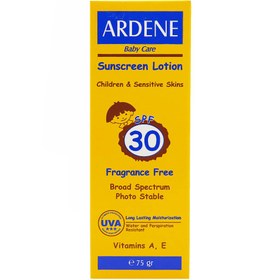 تصویر لوسیون ضد آفتاب کودکان آردن (Ardene) با SPF 30 وزن 75 گرم ا Arden children's sunscreen lotion with SPF 30, weight 75 grams Arden children's sunscreen lotion with SPF 30, weight 75 grams