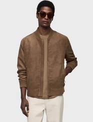 تصویر ژاکت بمبئی با اثر جیر برند mango man Suede-Effect Bomber Jacket