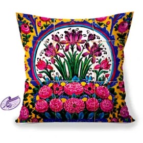 تصویر کوسن سنتی طرح گل باغ 