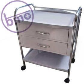 تصویر ترالی پزشکی زیبایی ۲ کشو چند منظوره Cosmetic medical trolley with 2 multi-purpose drawers