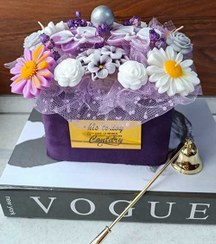 تصویر باکس گل شمعی بنفش کوچک باکس گل شمع با گلهای بنفش رنگ