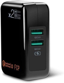 تصویر Quick Charge 3.0 USB Travel Wall Charger,2 Ports QC3.0 QC2.0 Adapter Smart Fast Charging Adaptive Plug for iPhone, Samsung, LG, Tablet &more black 