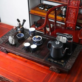 تصویر سینی مخصوص دم آوری چای کد solid wood E 