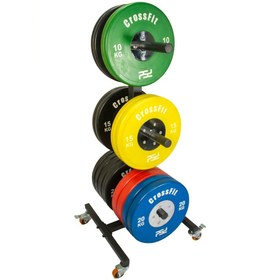 تصویر رک صفحه هالتر مدل چرخ دار Barbell plate rack with wheels