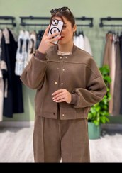 تصویر ست کراپ شلوار زمستانه کش بافت 