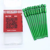 تصویر نوک پیچ گوشتی ستاره ای 10 سانت سبز T20-100mmL تایوانی برند TAM ScrewDriver Bit Single Head Green Coating T20-100mmL
