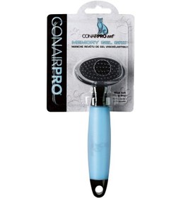 تصویر برس نرم پرو کت به رنگ آبی/مشکی با ابعاد 9.5x4.25x1.5 سانتیمتر برند conair Pro Cat Soft Slicker Brush Blue/Black 9.5x4.25x1.5cm