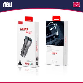 تصویر شارژر فندکی هیسکا مدل HCC-316 به همراه کابل Type-C Hiska HCC-316 Car Charger