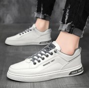 تصویر کفش ونس مردانه سفید چرم بند کشی 