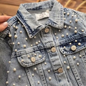 تصویر کت جین مرواریدی 