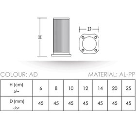 تصویر پایه کابینتی استوانه ای شیاردار مدل رویا کد L21 نایس 10 سانتیمتری 