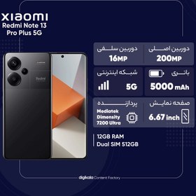 تصویر گوشی موبایل شیائومی مدل Redmi Note 13 Pro Plus 5G دو سیم کارت ظرفیت 512 گیگابایت و رم 12 گیگابایت - پک چین - بنفش 