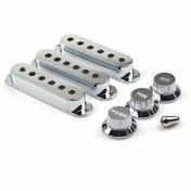 تصویر ست کامل کاور پیکاپ سینگل کویل گیتار الکتریک رنگ سیلور52mm 