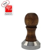 تصویر تمپر قهوه دسته چوبی سایز ۵۱ میلیمتر با کفی استیل 