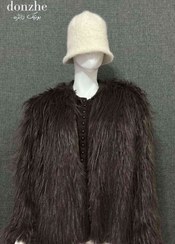 تصویر پالتو بلند زنانه خز دار 