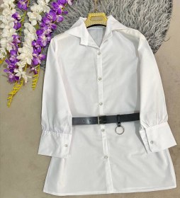 تصویر شومیز زنانه سفید ساده تترون 