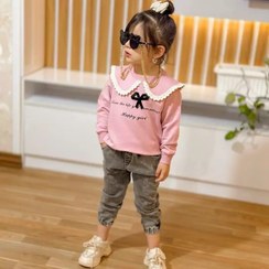 تصویر بلوز دخترانه یقه ب ب رنگ سفید و صورتی 