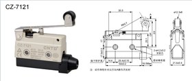 تصویر میکروسوئیچ کاوردار زبانه بلند قرقره دار طرح امرن سی ان تی دی CNTD مدل CZ-7121 