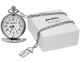 تصویر ساعت جیبی کلاسیک استیل محصول برند Jechin. 
