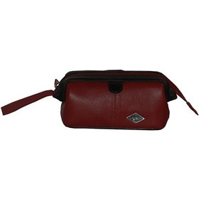 تصویر کیف دستی مسافرتی چرم طراحی شده قرمز/مشکی برند laveri leather Leather Designer Travel Hand Pouch Bag Red/Black