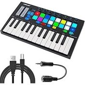 تصویر Midi Controller, lotmusic Worlde TUNA PANDA MINI صفحه کلید USB قابل حمل 25 کلیدی با 8 RGB نور پس زمینه درام بیت رنگارنگ (Orcamini25، مشکی) Midi Controller,lotmusic Worlde TUNA PANDA MINI 25 Keys Portable USB Keyboard with 8 RGB Backlit Colorful Drum Beat (Orcamini25, Black)