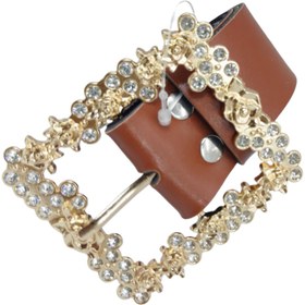 تصویر کمربند مجلسی نگینی مستطیل عسلی Belt fashion
