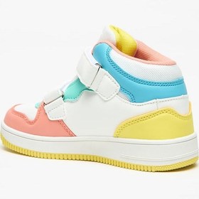 تصویر کفش ورزشی دخترانه با پنل‌های رنگی و بند چسبی برند kappa Girls' Panelled High Top Sneakers with Hook and Loop Closure