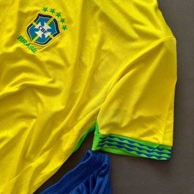 تصویر کیت برزیل 2024 هواداری رنگ زرد کیفیت A+ تایلندی Kit Brazil 2024 fans yellow color A+ Thai quality