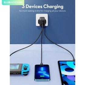 تصویر شارژر دیواری راوپاور 65 واتی تکنولوژی گان مدل Ravpower pc-172 Ravpower rp-pc172 wall charger