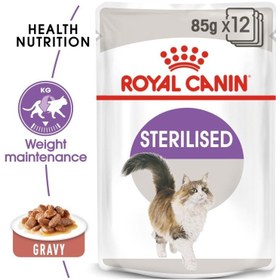 تصویر تغذیه سلامت گربه‌ها خوراک مرطوب در سس (پک‌های کیسه‌ای) برند royal canin Feline Health Nutrition Sterilised Gravy (WET FOOD - Pouches)