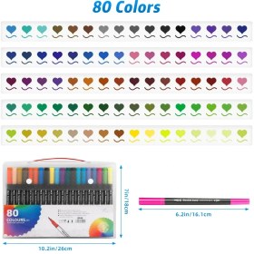 تصویر راپید براش 80 رنگ روان نویس نوک نمدی نوک براش و 0.4 میل پایه آب