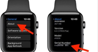 تصویر چاپ سریال نامبر اپل واچ و لیبل جعبه 