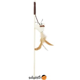 تصویر چوب بازی گربه طرح موش سفید پر دار ا Feather Cat Fishing Rod, White Feather Cat Fishing Rod, White