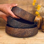 تصویر ظرف چوبی سه عددی مدل پاو کد 010058 