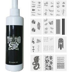 تصویر تاتو موقت طرح خوشنویسی و فانتزی مجموعه ۱۰۰ عددی با اسپری 