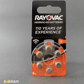 تصویر باتری سمعک ریوواک شماره ۱۳ بسته ۶ عددی ا Rayovac Size 13 Hearing Aid 6 in Pack Coin Cell Battery Rayovac Size 13 Hearing Aid 6 in Pack Coin Cell Battery