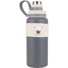 تصویر قمقمه فلاسکی طرح خرسی گنجایش 600ml کد 1204 Flask thermos with bear design