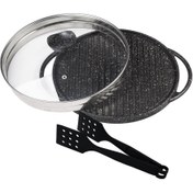 تصویر تابه گریل چدن آقای سنگی مدل Spiza سایز ۲۸ با درب شیشه ای دو طرفه 