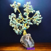 تصویر درخت زندگی اونتورین سبز با پایه عقیق سلیمانی 