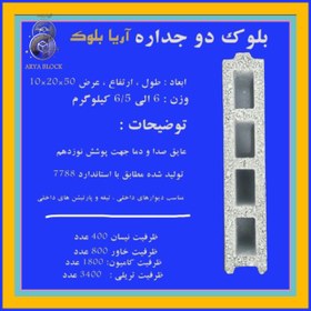 تصویر بلوک سبک پرسی کد : A106 دو جداره 10*20*50 کلافی - 1 عدد Pumice stone block double wall 10*20*50